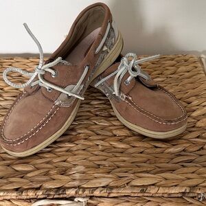Sperry Topsider Brown Leather Boat Shoes GUC